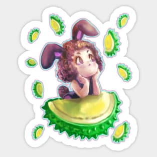 Bunny and durian. Sticker